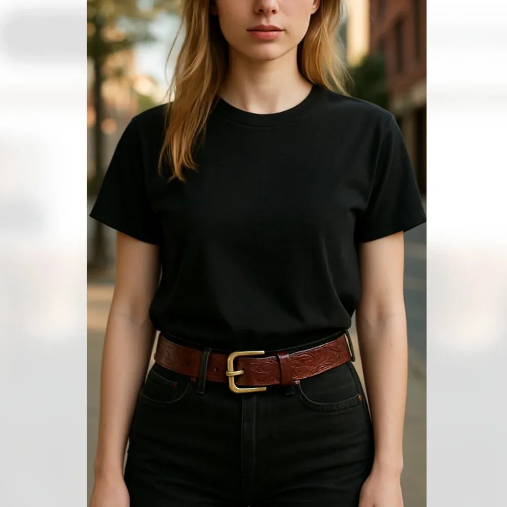 NWT Patricia Nash Womens Florence Brown Leather Vietri Belt Embossed Small